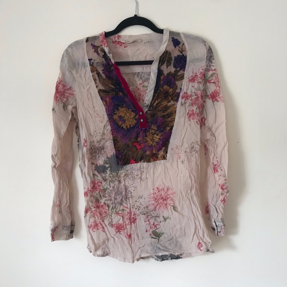 Long Sleeve Crushed Velvet Embellished Top